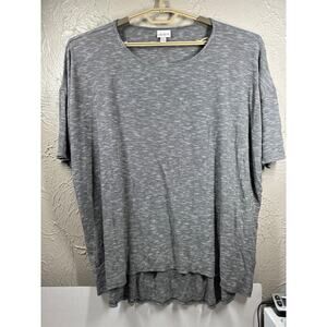LuLaRoe Women's Shorts Sleeve Hi-Low Hem Top‎ Gray Round Neck Size XL